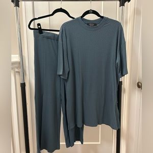 Dressed in LALA Teal Ribbed 2-Piece Playsuit Size L